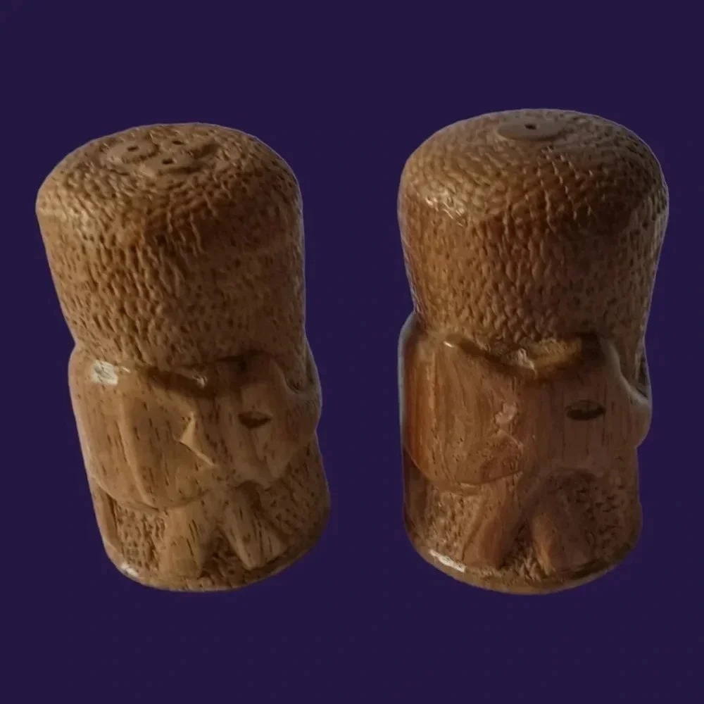 Mid century rustic salt & pepper shakers